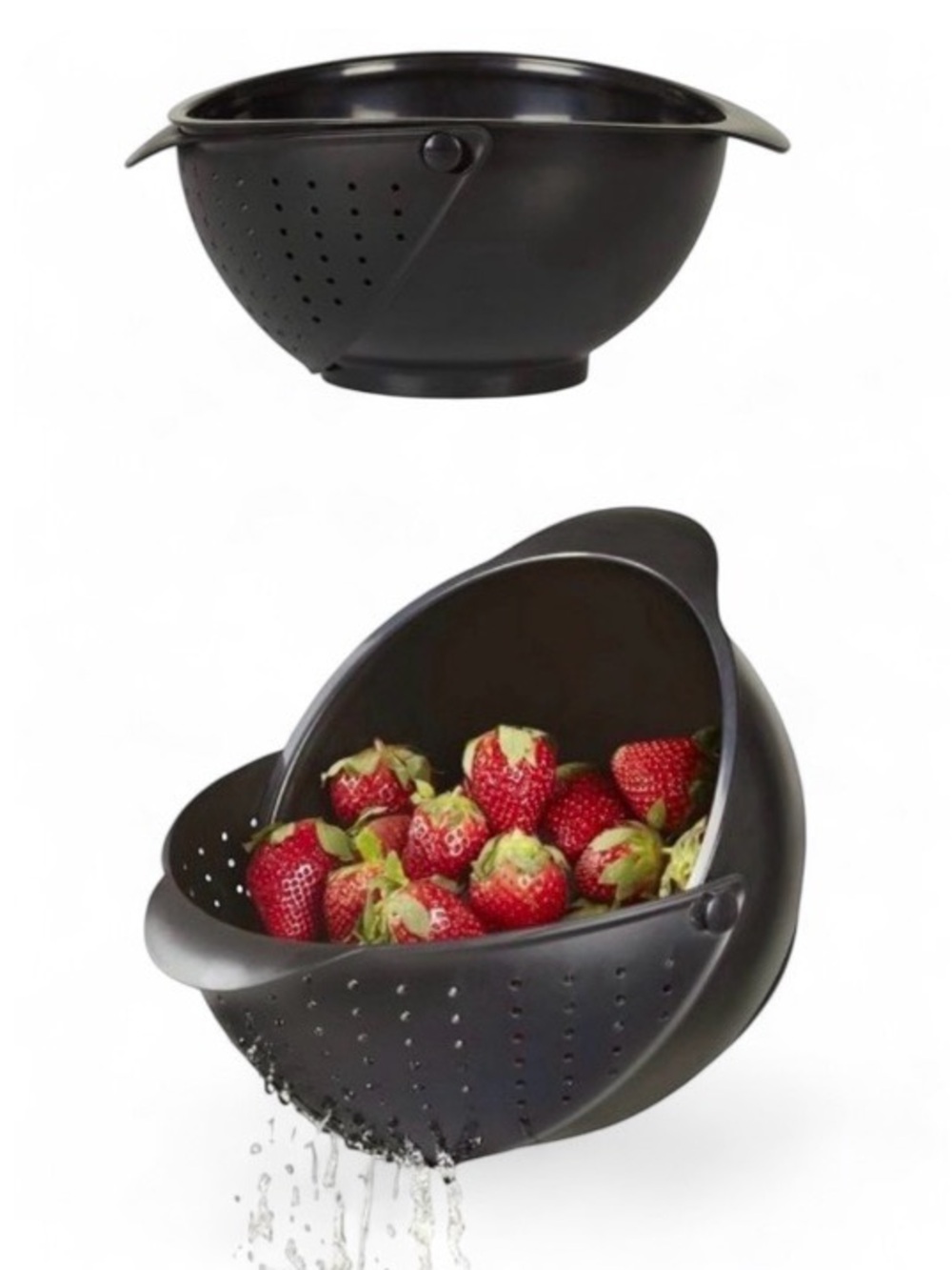 Umbra Black Plastic Rinse Bowl and Strainer
